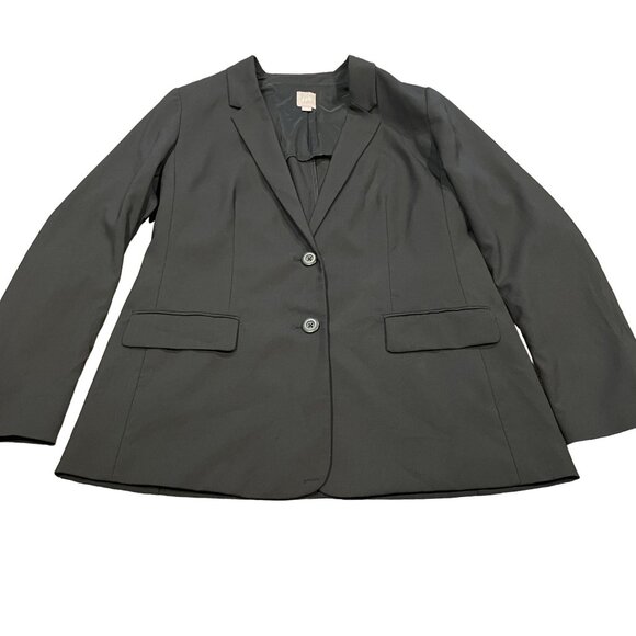J. Jill Blazer Jacket Sz 10 Black Wool Two-Button Lightweight Academia Workwear - Picture 1 of 12